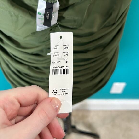 NWT J. Crew Womens Ruched Sweetheart One-Piece Swimsuit Olive Green Plus Size 22 - Picture 4 of 5